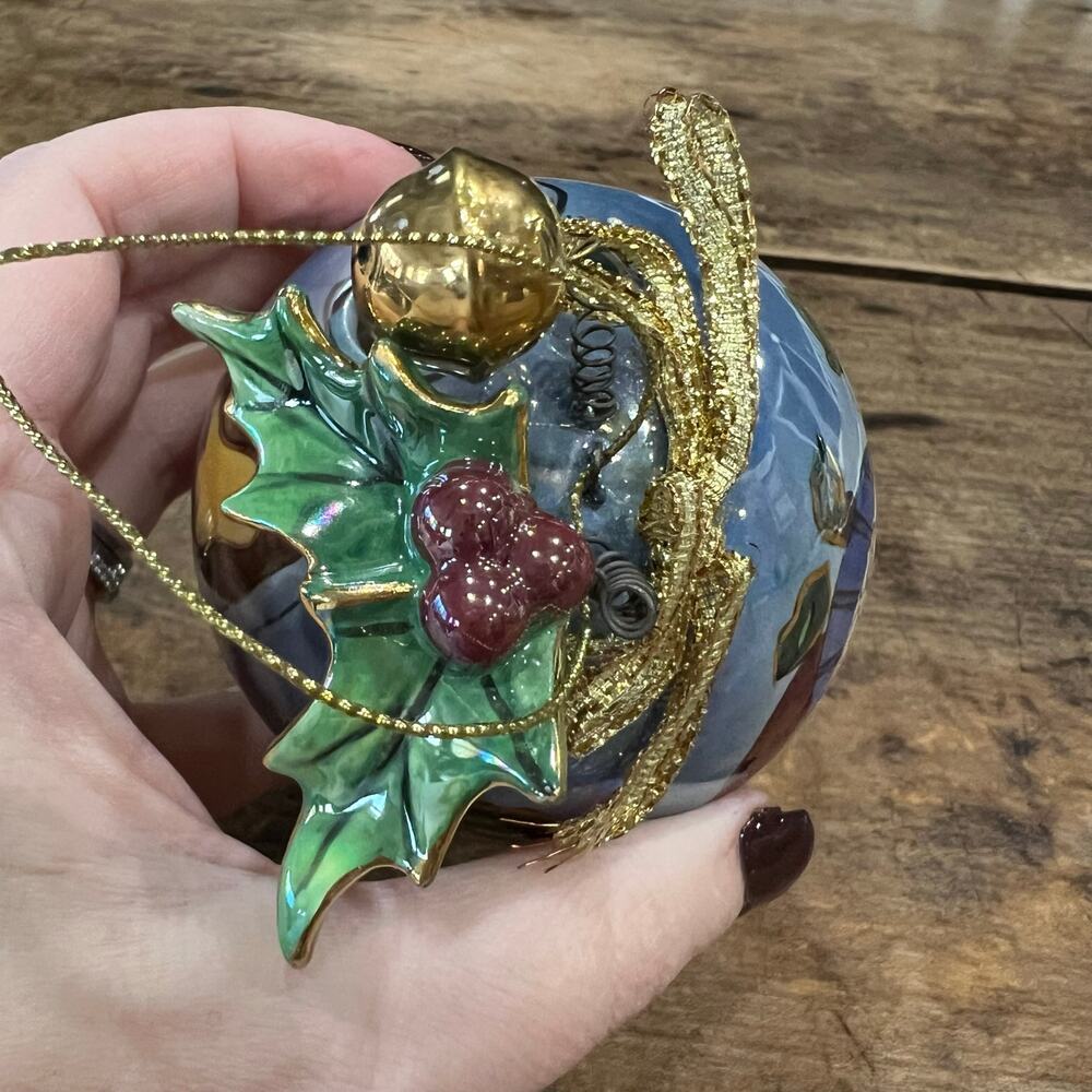 Iridescent Opalescent Reverse Painted Santa Ornament - Picture 3 of 8